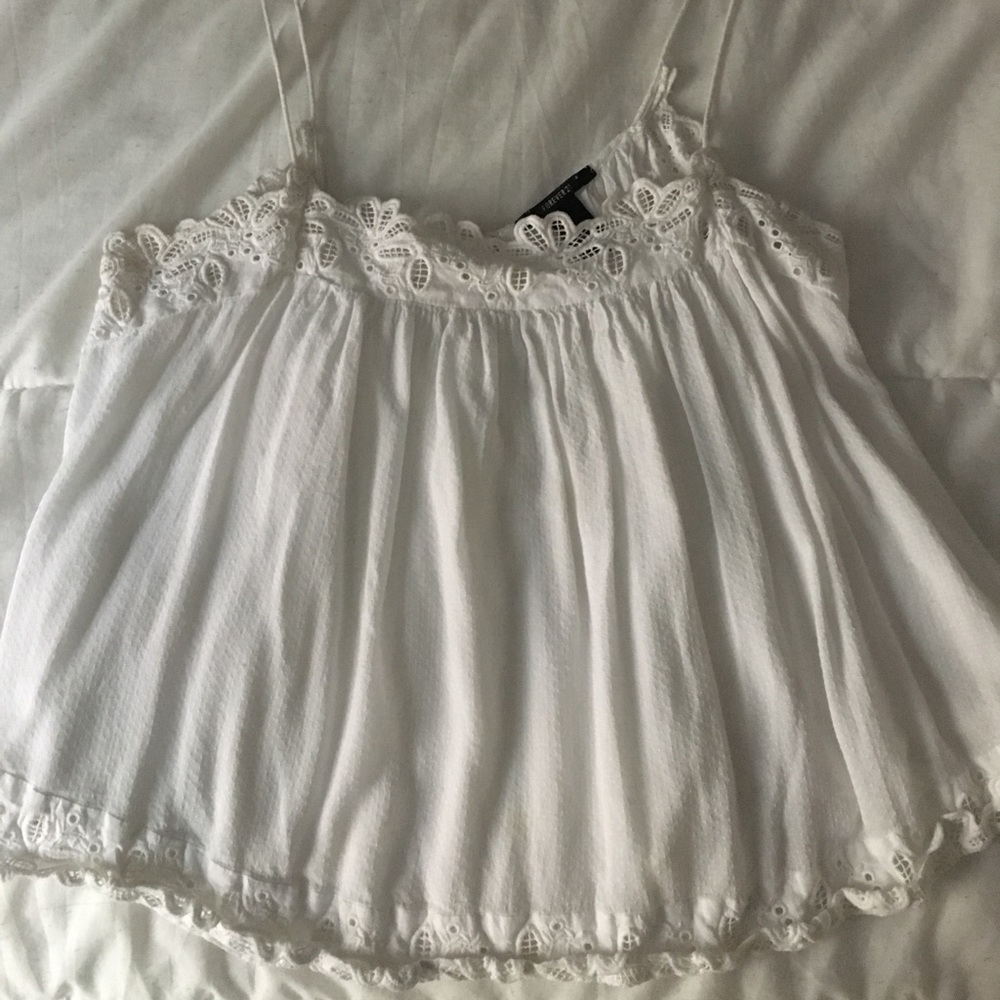 White crochet babydoll cami top